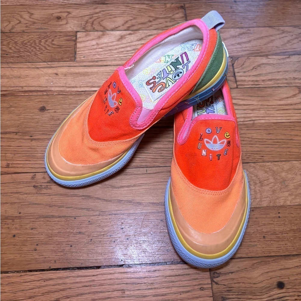NWOT Adidas Pride Love Unites Slip on Shoes Size 5 Male or 7 Women’s